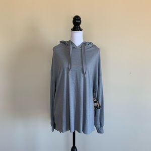 New XXXL Gray Longsleeve Hooded Tunic Hoodie